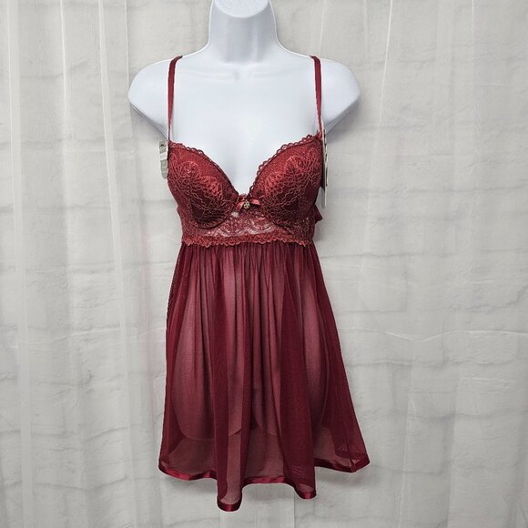 Daisy Fuentes Babydoll Y2K Tank Burgundy Goth Whimsigoth Fairy Mesh M NWT - Picture 11 of 11